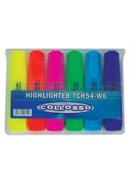 COLLOSSO-HIGHLIGHTER-6.jpg HIGHLIGHTERS ASSORTED COLOURS WALLET OF 6 - Image 1