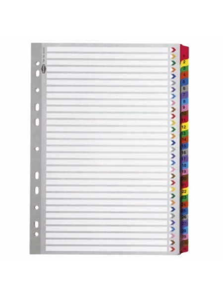 Pre-Punched_PVC_File_Dividers_Index_1-31_A4_31_1.jpg Donau index file dividers 1-31 (PVC) - Image 1