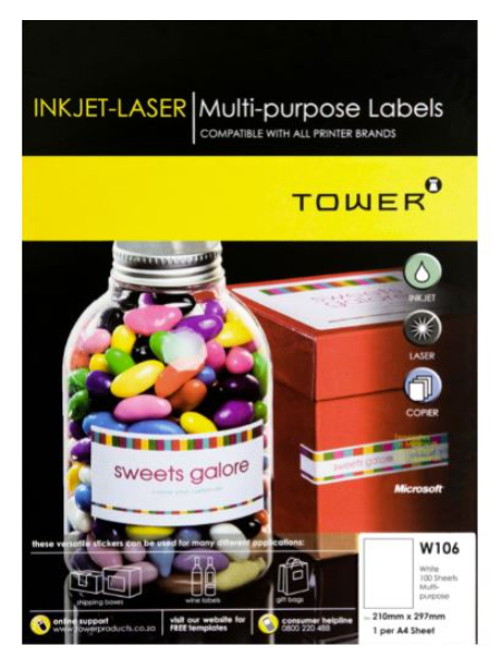 tower-labels-1-up.jpg TOWER A4 W106 (210.5x297mm) - Image 1
